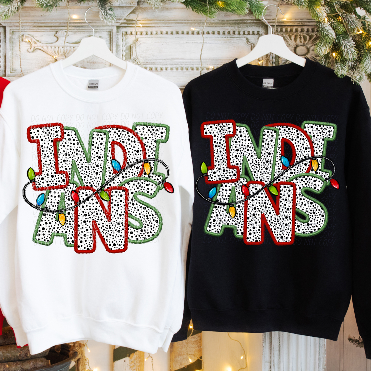 Indians Christmas Light Mascots (City) DTF Transfer