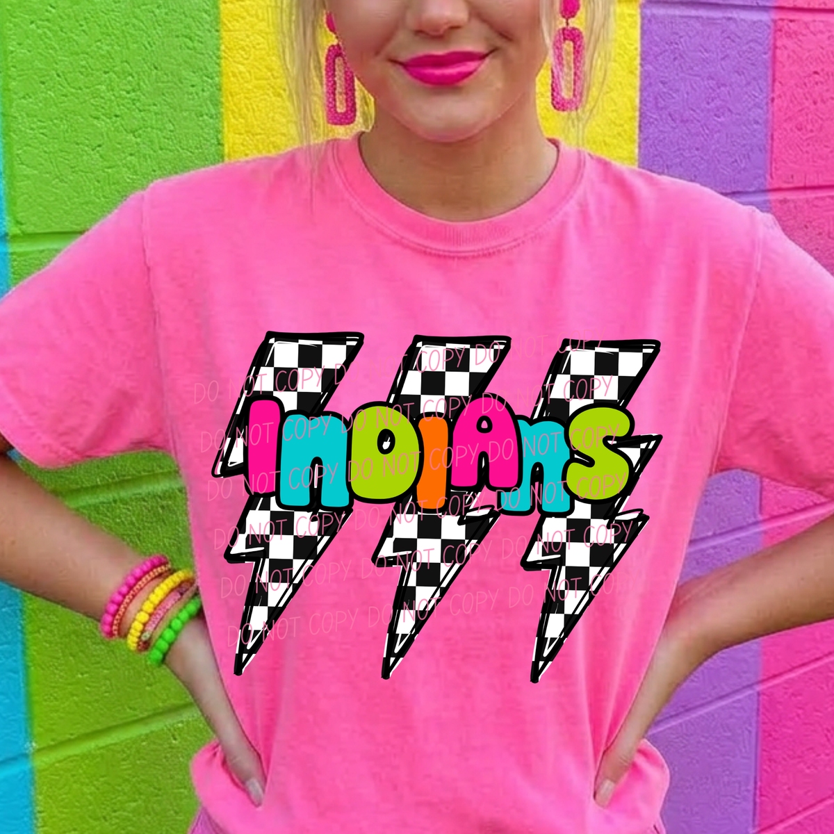 Indians multi color with lightning bolt background (city) DTF Transfer