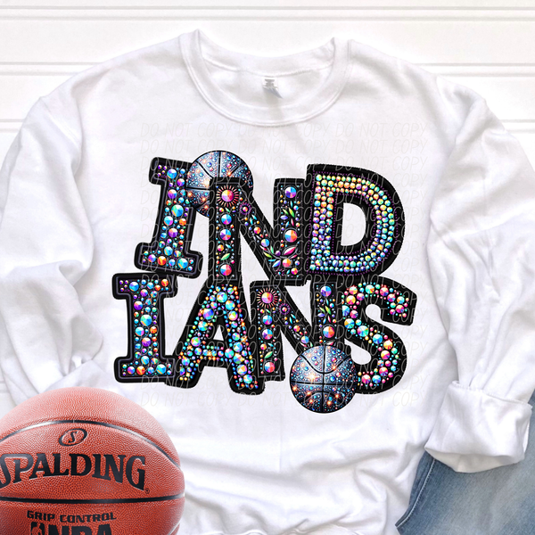 Indians Basketball Rhinestone (CITY) 66625 DTF transfer