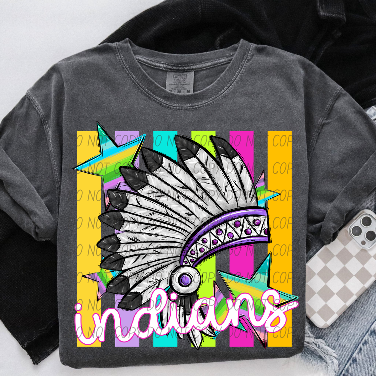 Indians purple neon (City) DTF Transfer