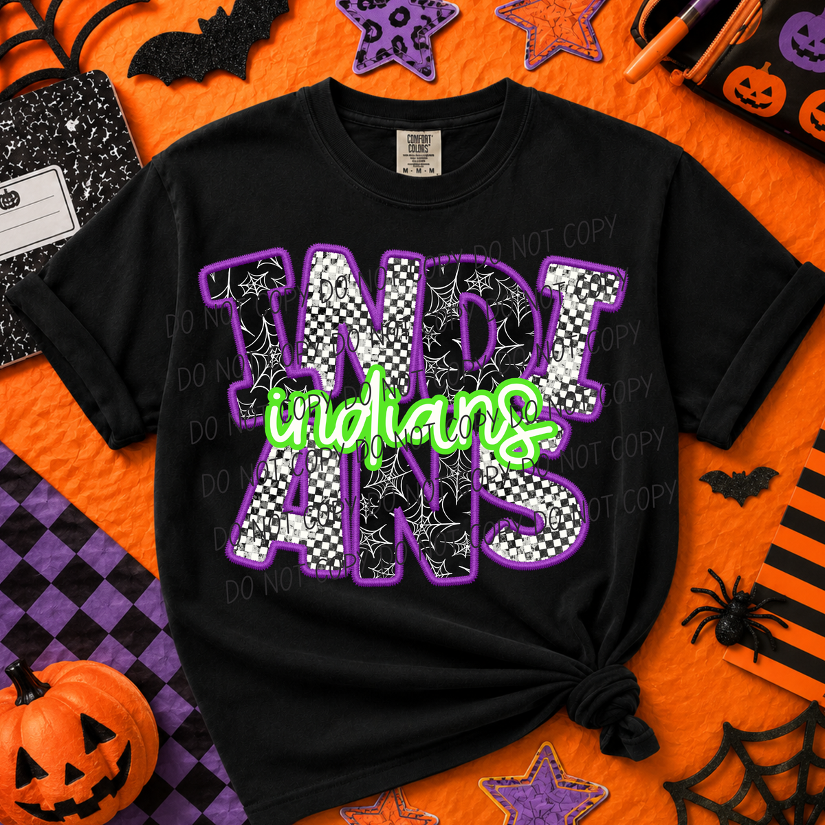Indians-Purple/Green Halloween Font (CITY) DTF Transfer