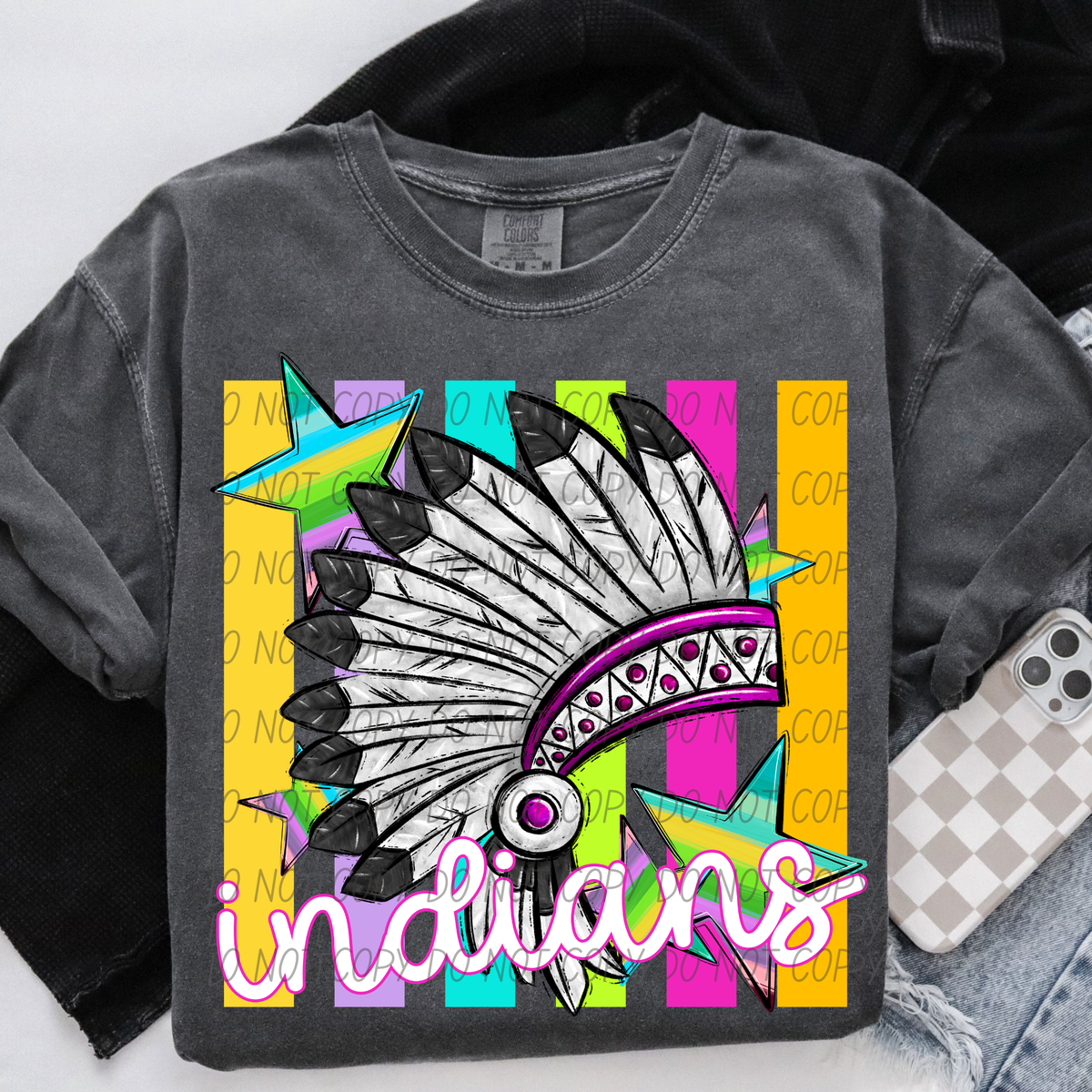 Indians neon strips (City) DTF Transfer