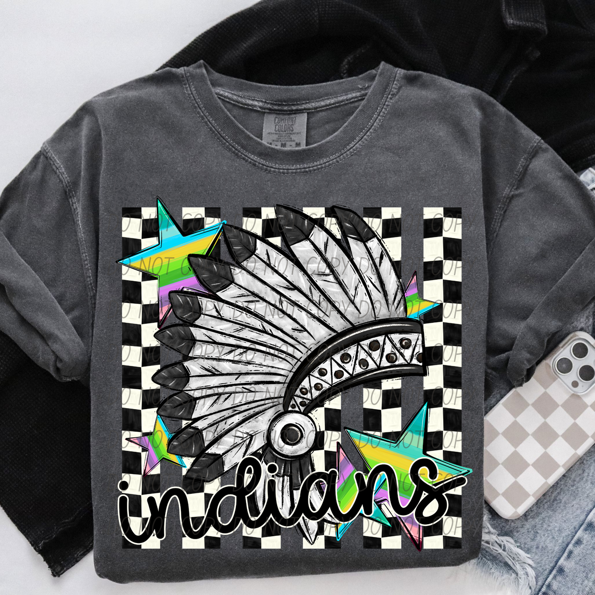 Indians checker strips (City) DTF Transfer