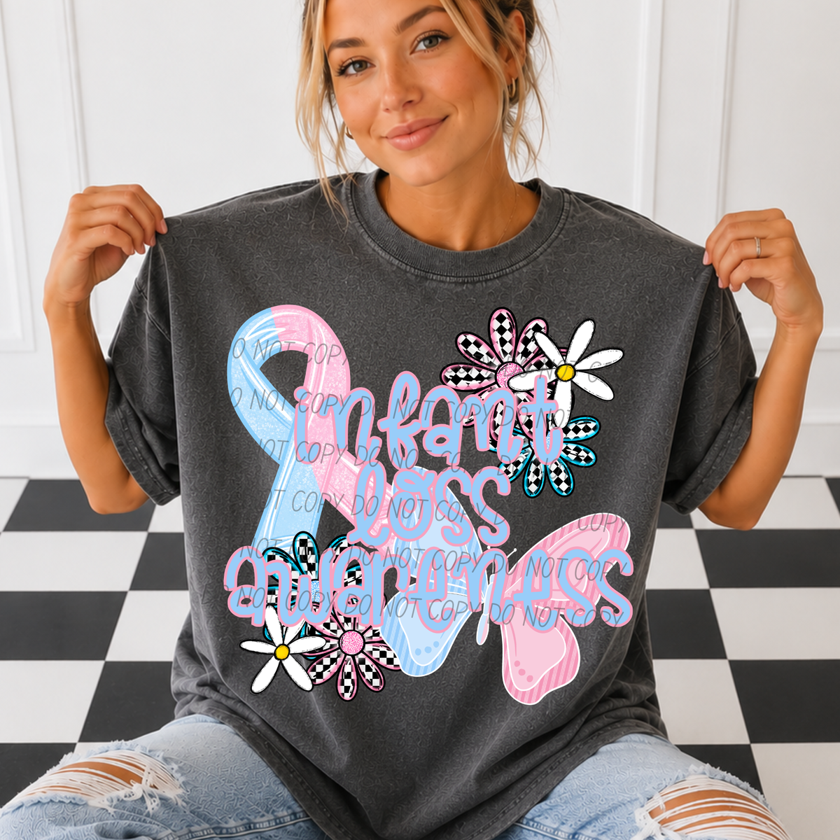 Infant loss awareness- ribbon and butterfly CITY) DTF Transfer