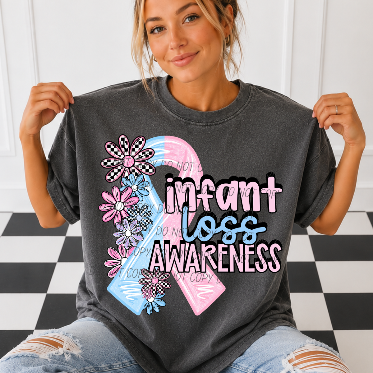 Infant loss awareness-flower ribbon (CITY) DTF Transfer