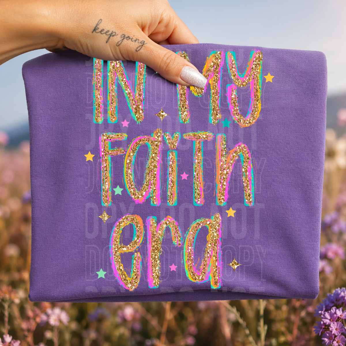 In my faith era glitter (SBB) DTF Transfer