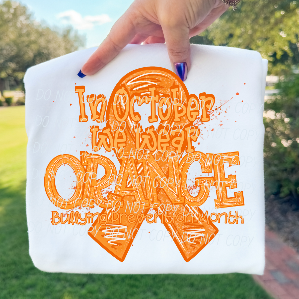 In October we wear Orange-big ribbon (CITY) DTF Transfer
