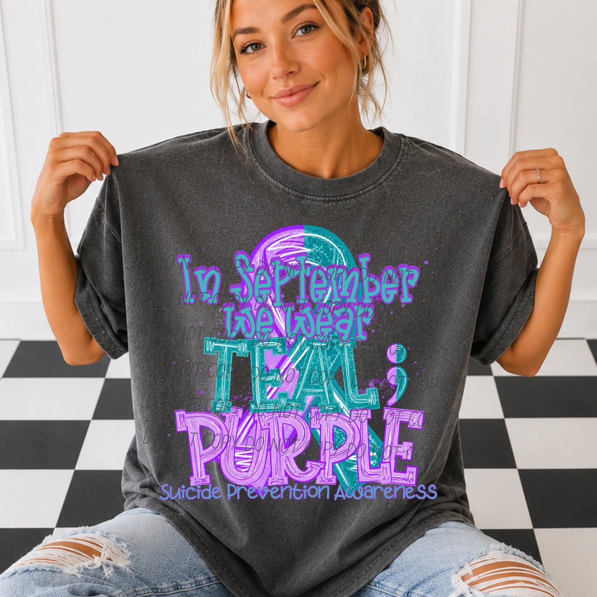 In Sept we wear teal and purple (CITY) DTF Transfer