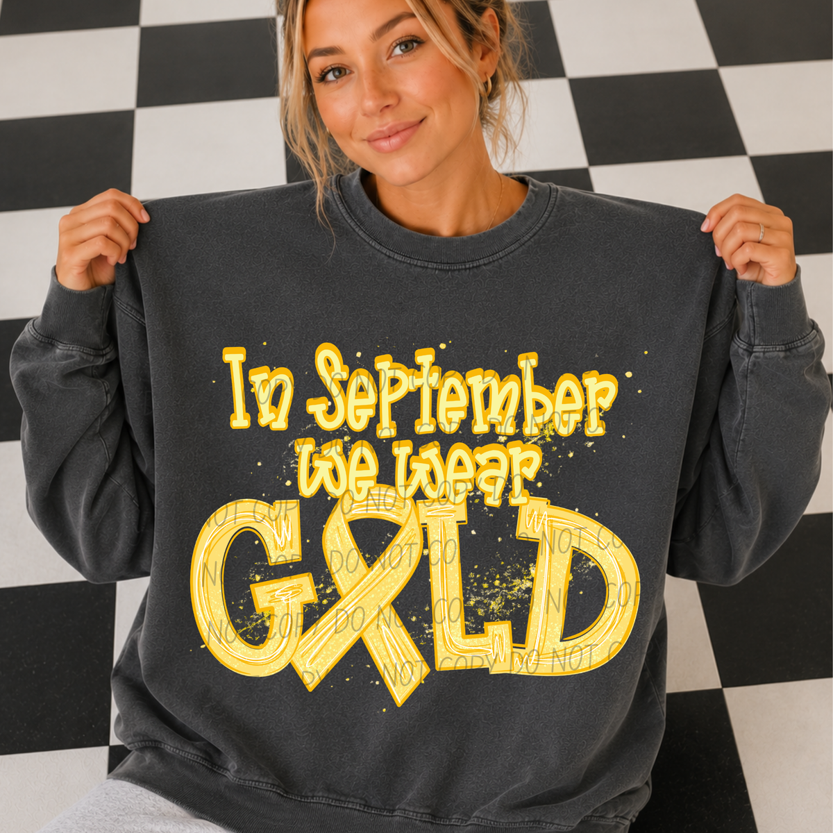 In October we wear GOLD- gold specks (CITY) DTF Transfer