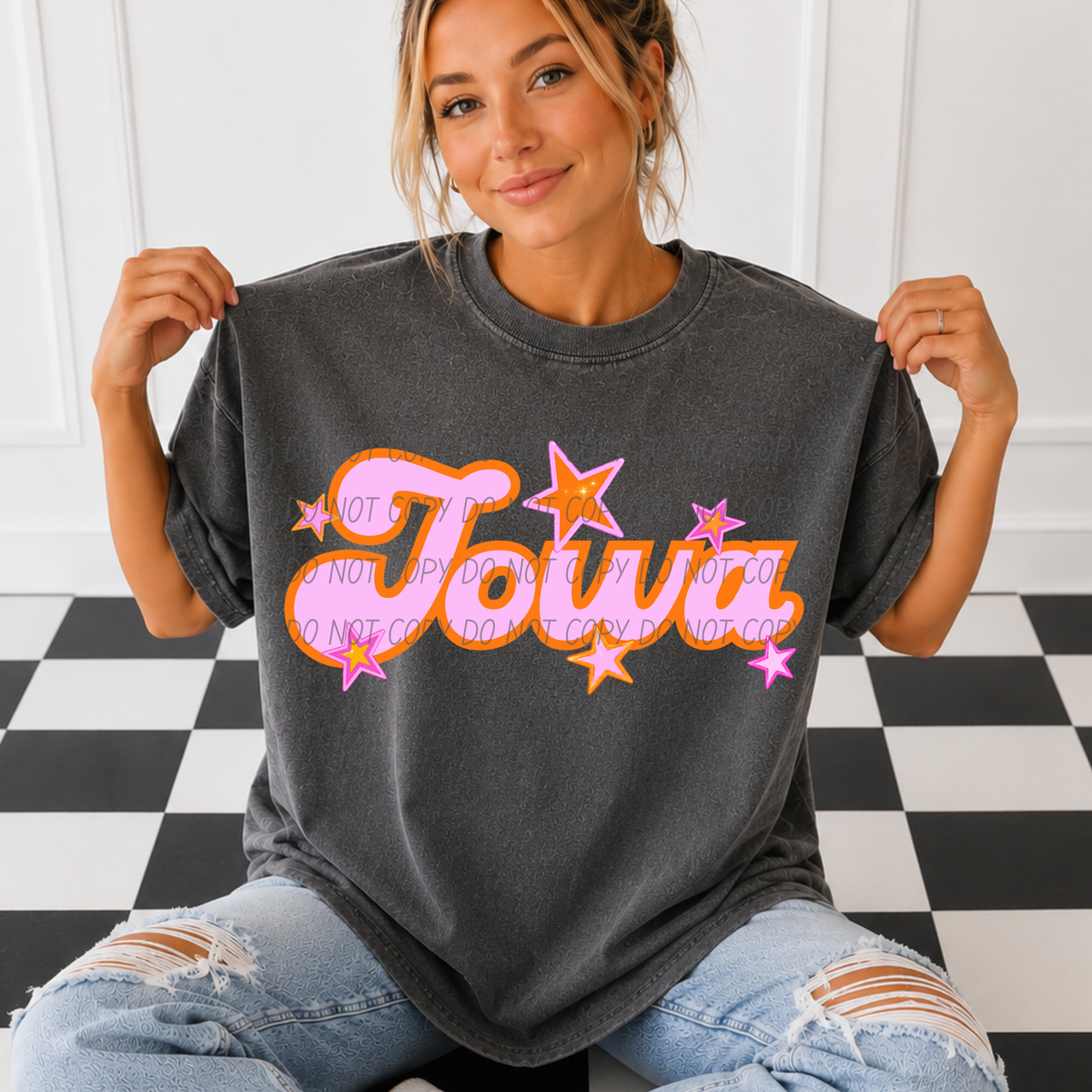 Iowa pink orange states (City) DTF Transfer
