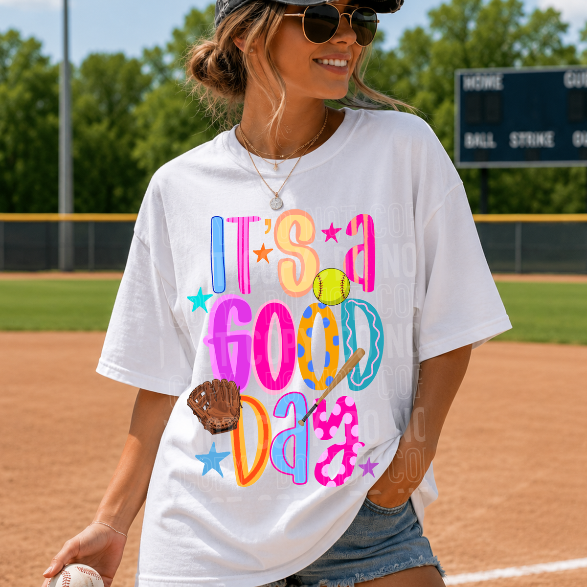 It's a good day softball polkadots (SBB) DTF Transfer