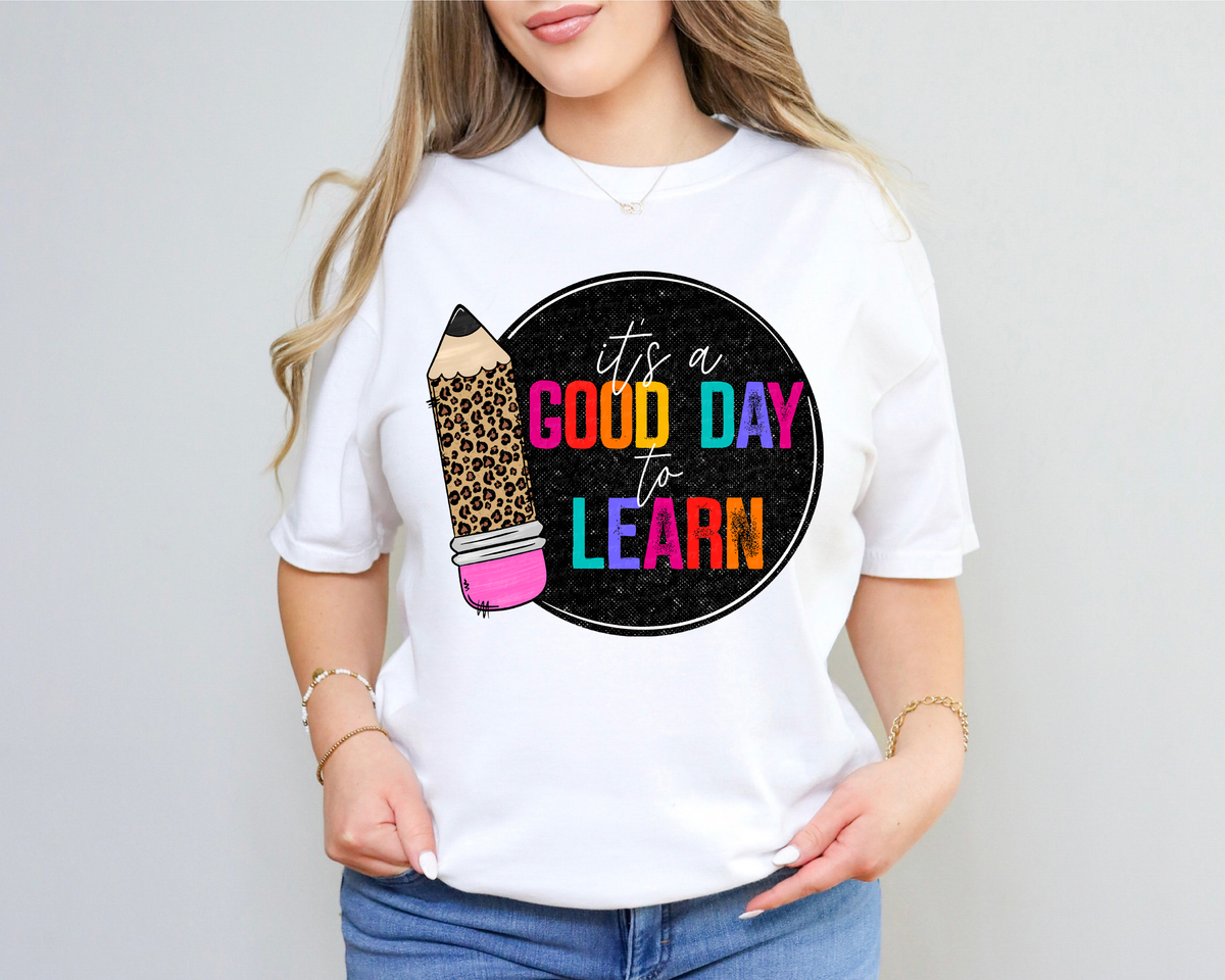It's A Good Day To Learn Leopard Pencil Black Circle 116474 DTF Transfer
