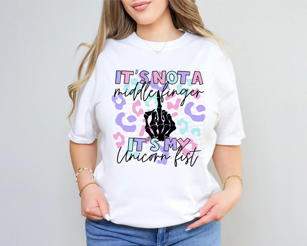 It's Not A Middle Finger It's My Unicorn Fist Colorful Leopard Background 116476 DTF Transfer