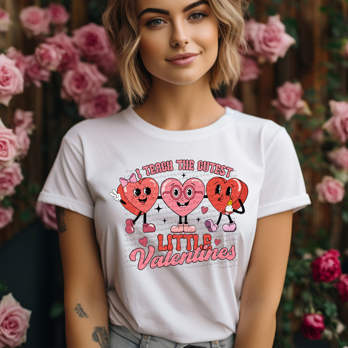 I Teach The Cutest Little Valentines Hearts Emoji 71685 DTF Transfer