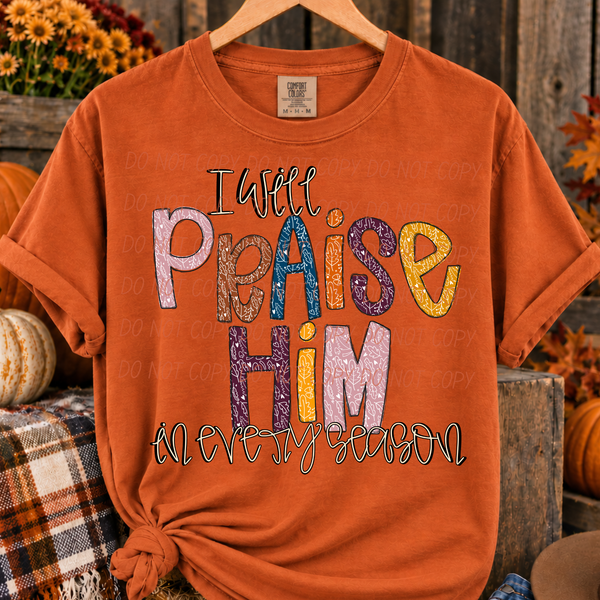 I will praise him in every season-Cursive Font (CITY)DTF Transfer