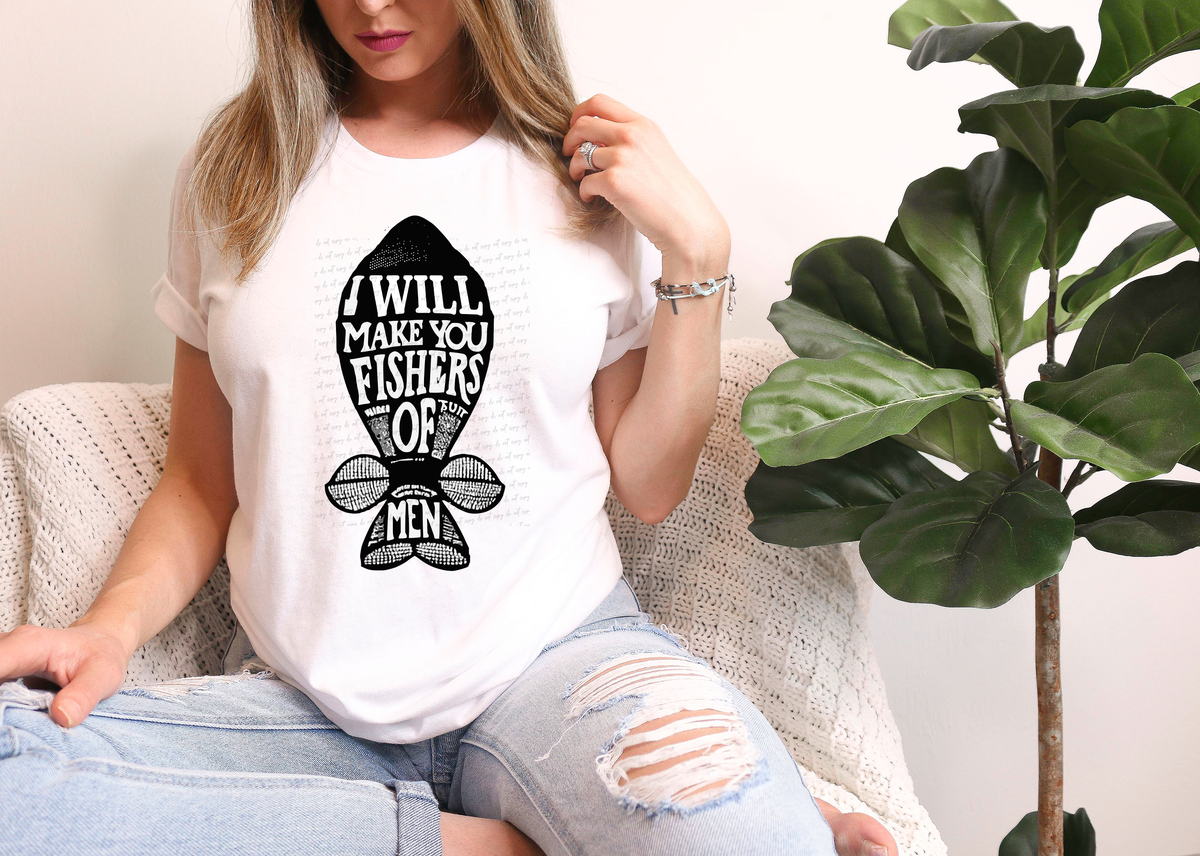 I Will Make You Fishers Of Men Faux Rhinestone 76895 DTF Transfer