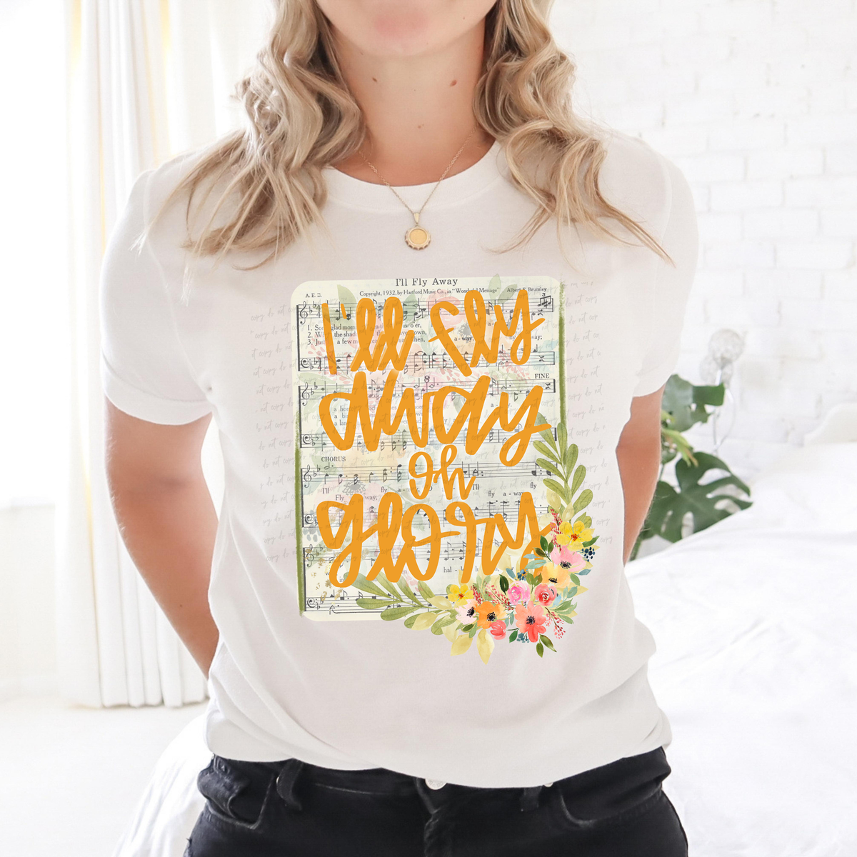 I'll Fly Away Oh Glory Floral 117692 DTF transfer