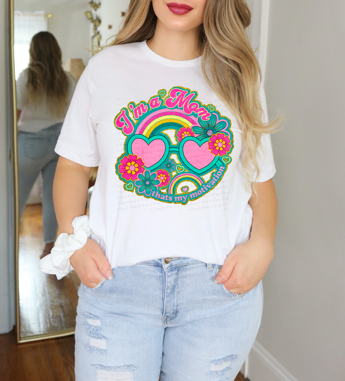 I'm A Mom Retro Floral Hearts Sunglasses 117693 DTF transfer