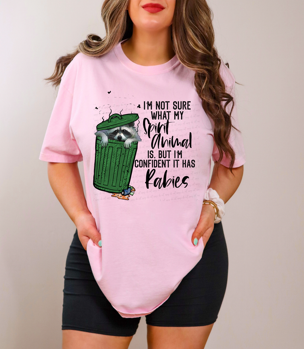 I'm Not Sure What My Spirit Animal Is But I'm Confident It Has Rabies Racoon Green Trash Can 115922 DTF Transfer