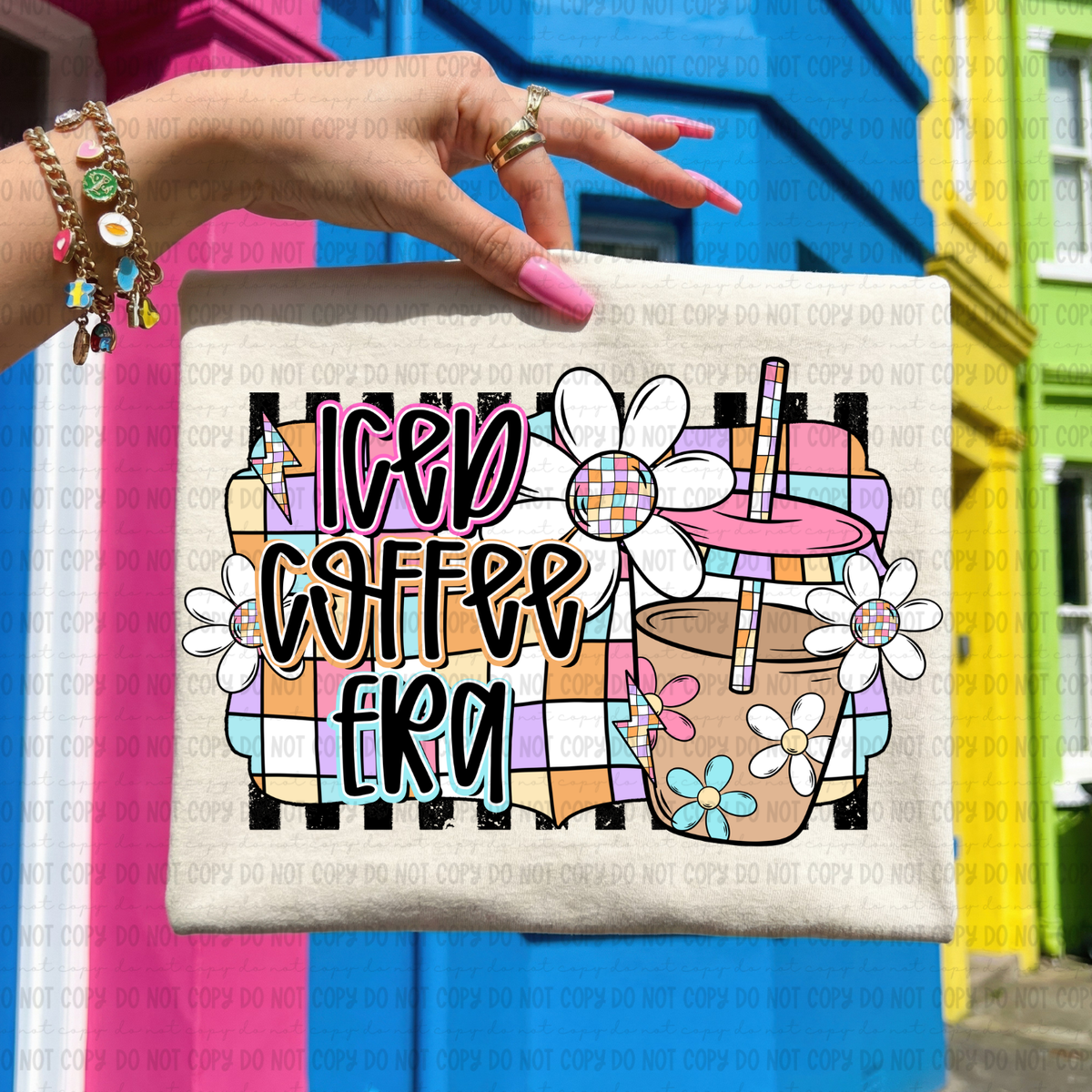 Iced coffee era colorful with flowers (Revel) DTF Transfer