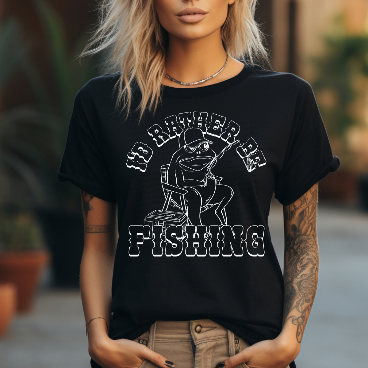 I'd Rather Be Fishing White Outline 89225 DTF Transfer