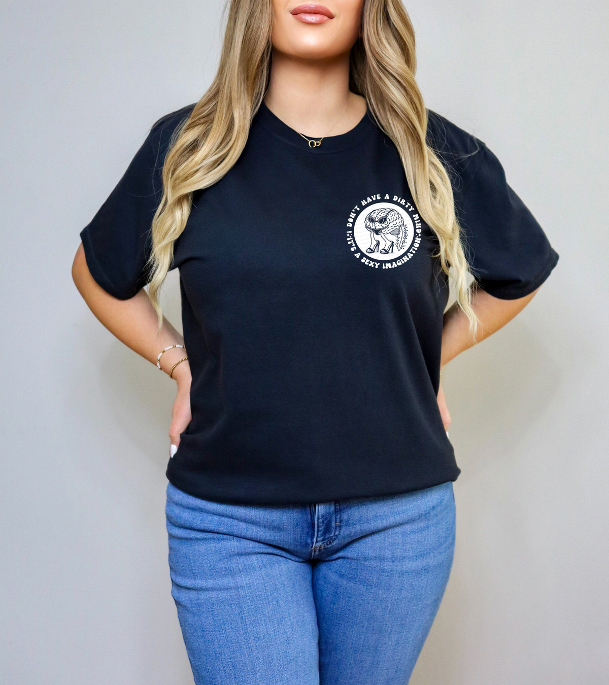 I Don't Have A Dirty Mind I Have A Sexy Imagination Pocket Print WHITE 117708 DTF transfer