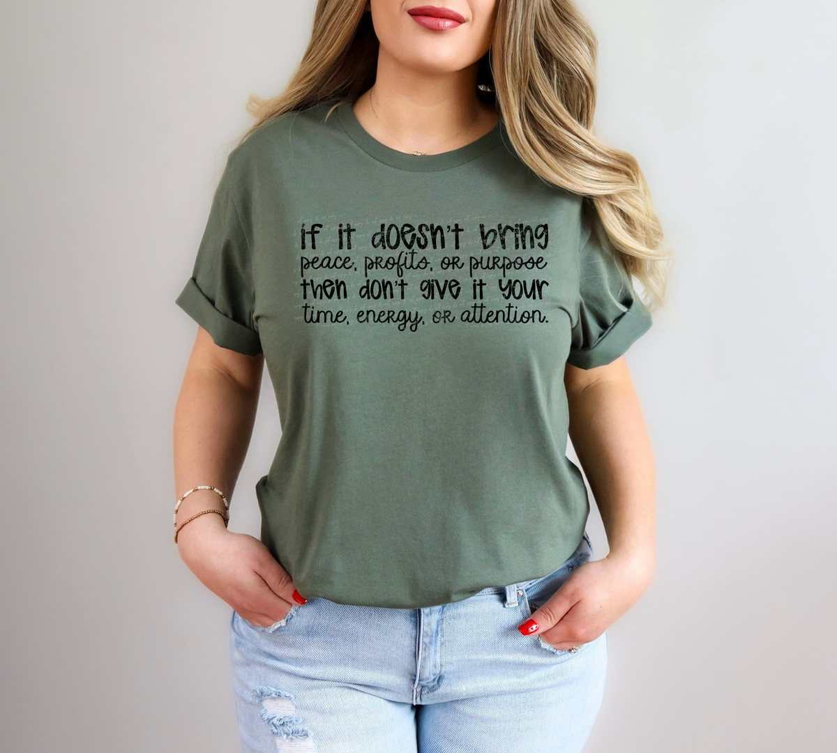 If It Doesn't Bring Peace, Profits, Or Purpose Then Don't Give It Your Time, Energy Or Attention Black Grunge 86571 DTF Transfer