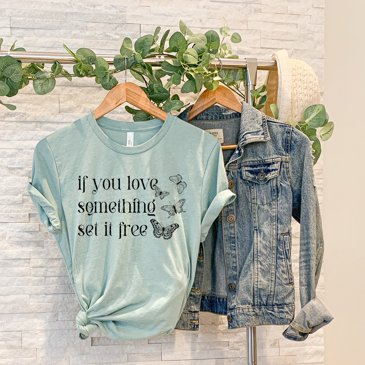 If You Love Something Set It Free Butterflies Black 86572 DTF Transfer