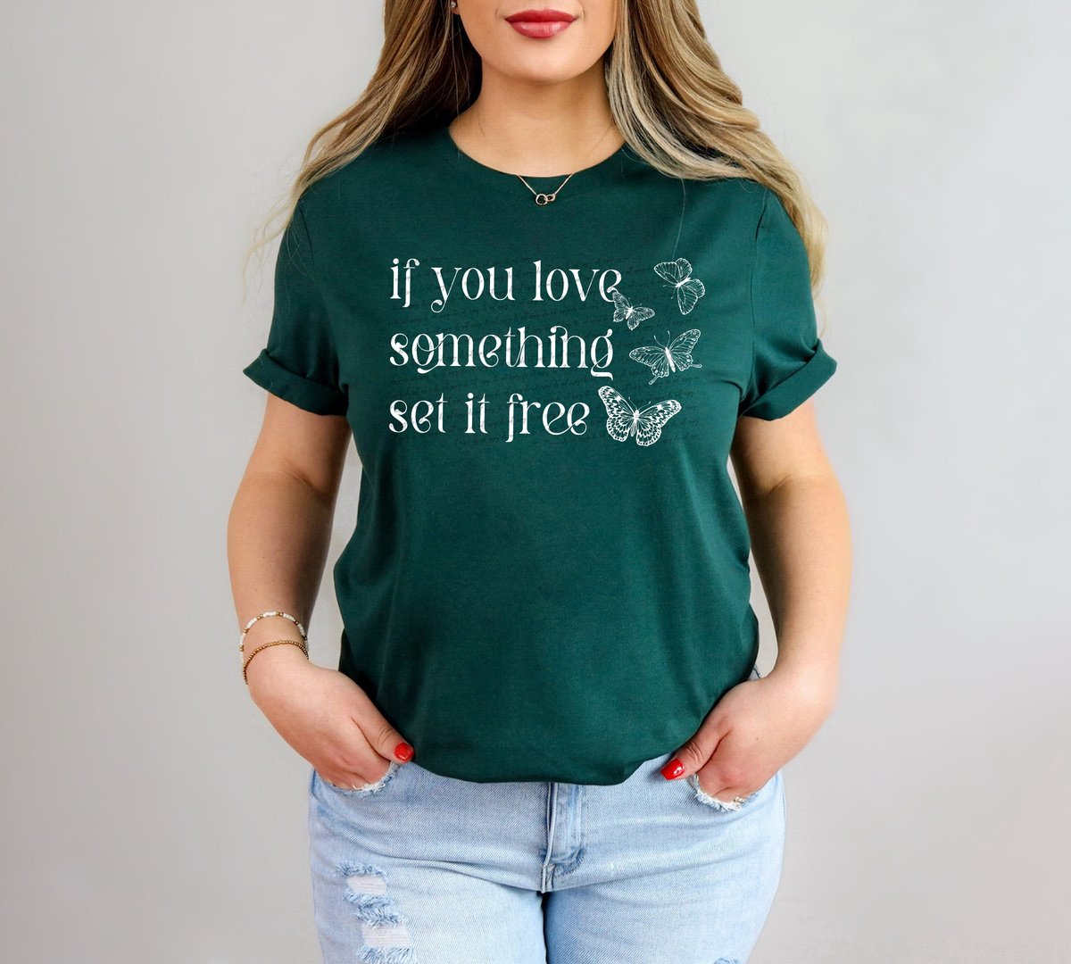 If You Love Something Set It Free Butterflies White 86696 DTF Transfer