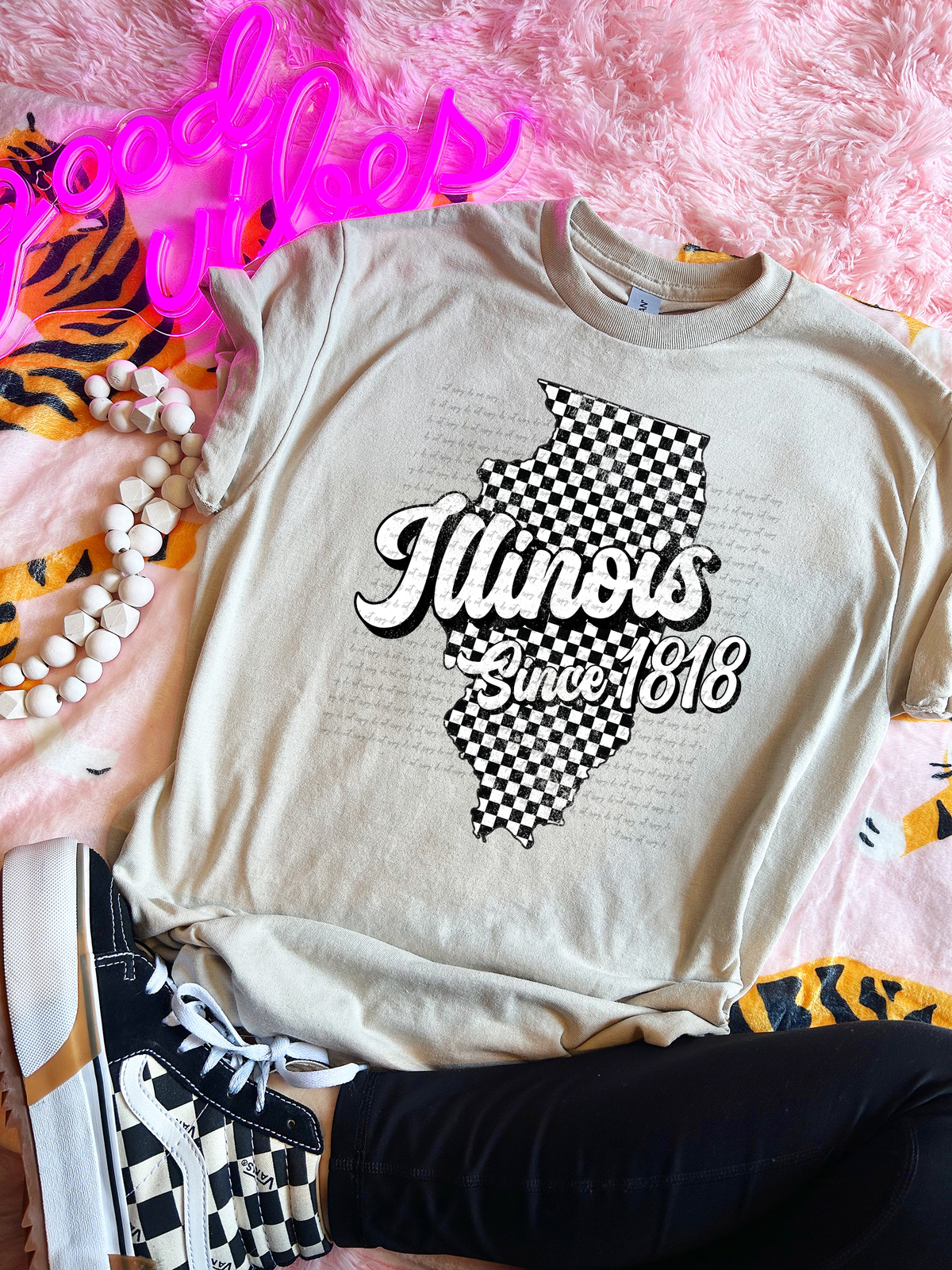 Illinois Since 1818 Checkered Grunge 66728 DTF transfer