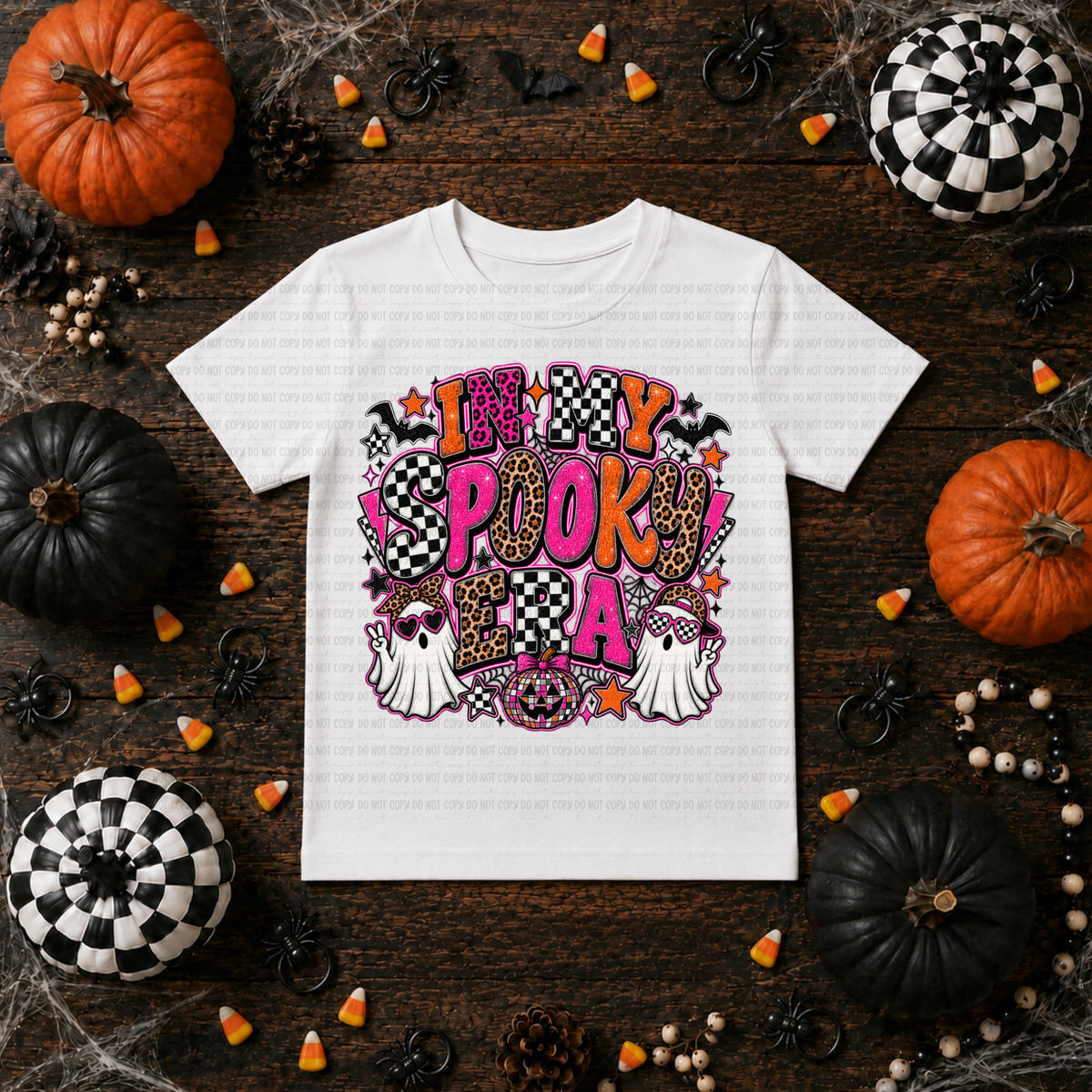In my spooky era pink chaeta and checkered print (Revel) DTF transfer