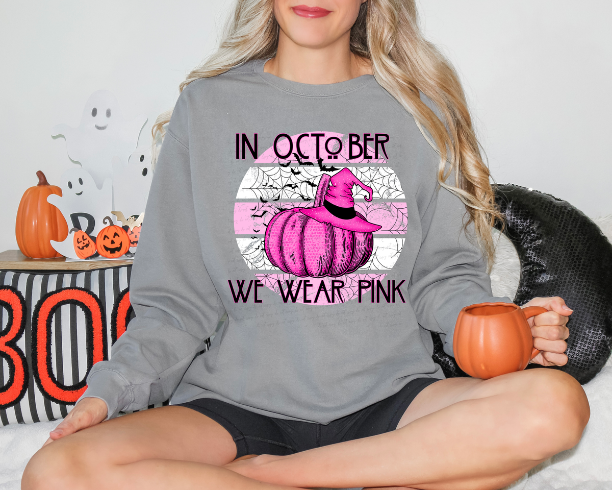 in october we wear pink PINK PUMPKIN PINK HAT 115882 DTF Transfer