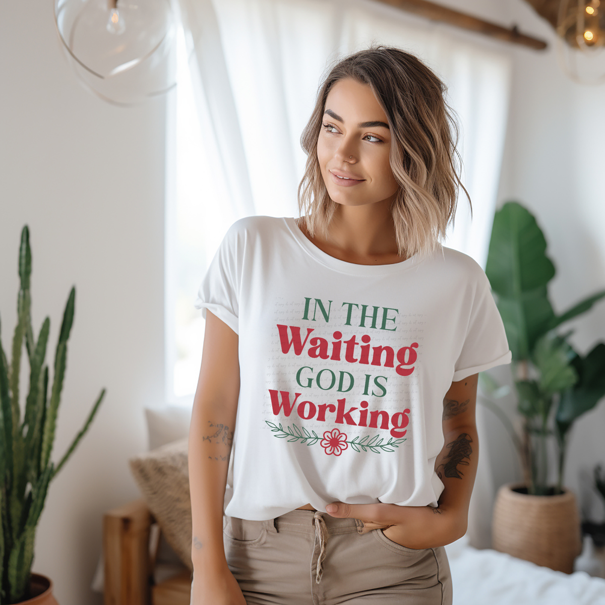 In The Waiting God Is Working 76684 DTF Transfer