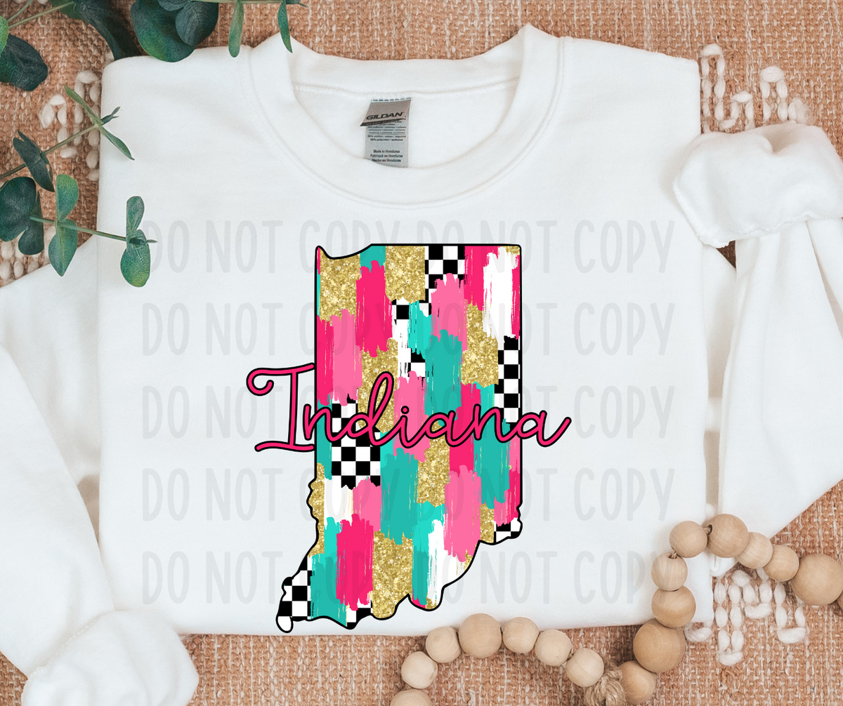 Indiana Brushstroke Checkered State (canvista) DTF transfer