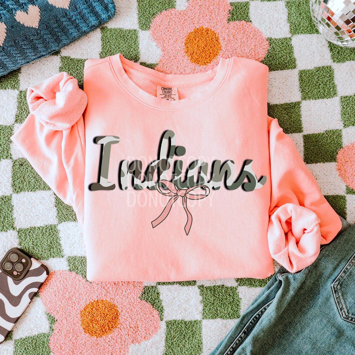 indians camo with pink bow (CSG) DTF Transfer