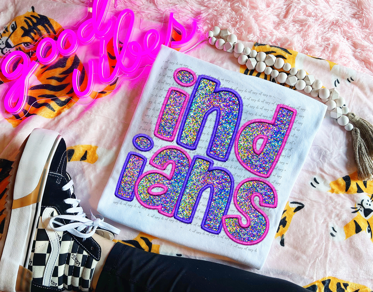 Indians Faux Embroidery Pink Blue 76060 DTF Transfer