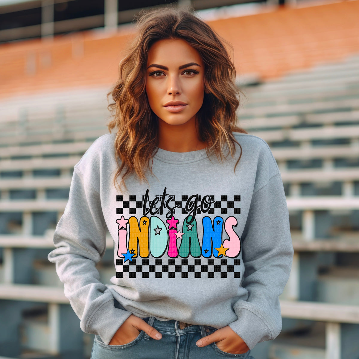 Let's Go Indians Checker 104655 DTF transfer