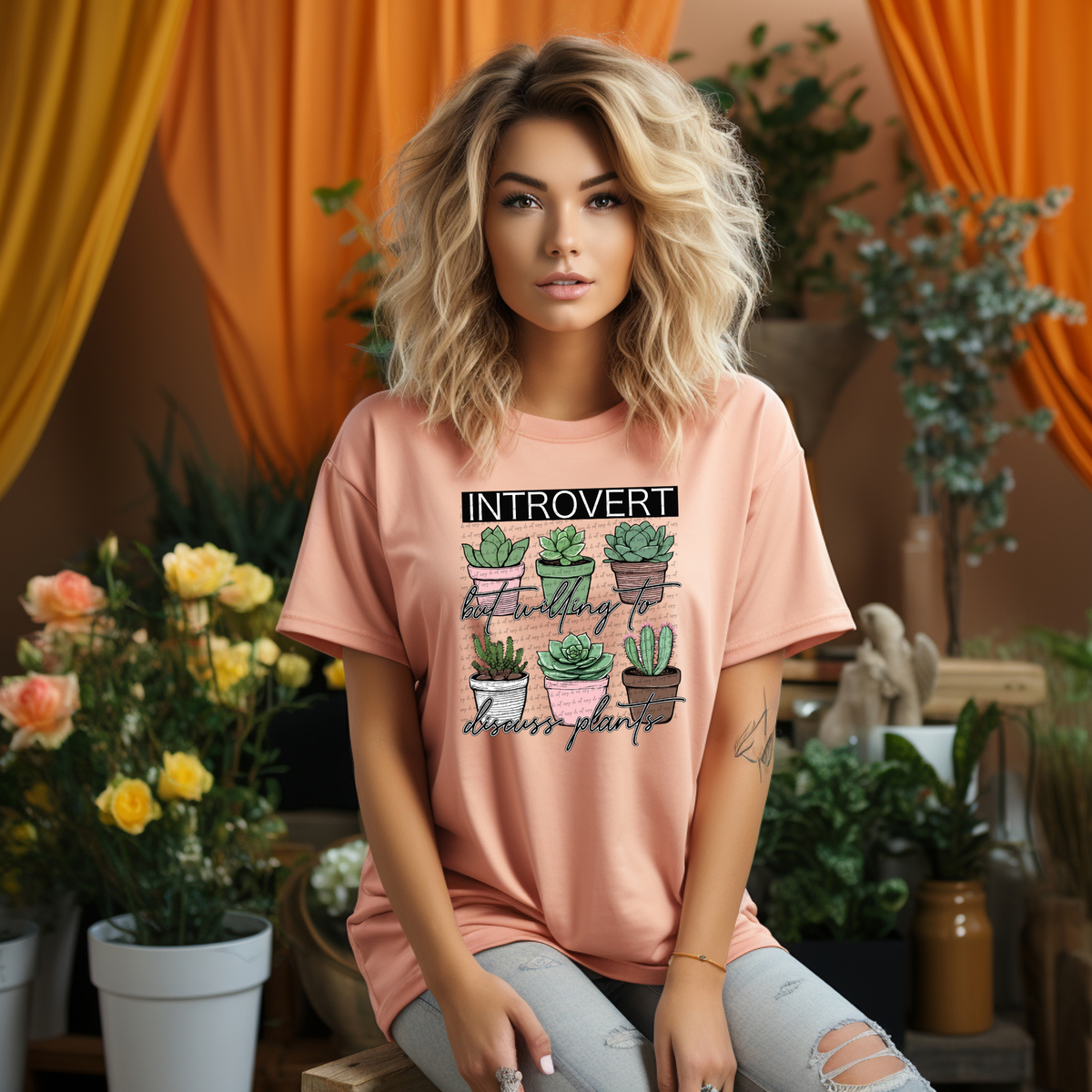 Introvert But Willing To Discuss Plants 66118 DTF transfer