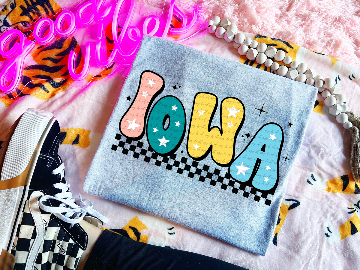 Iowa Colorful Groovy Font 89158 DTF Transfer