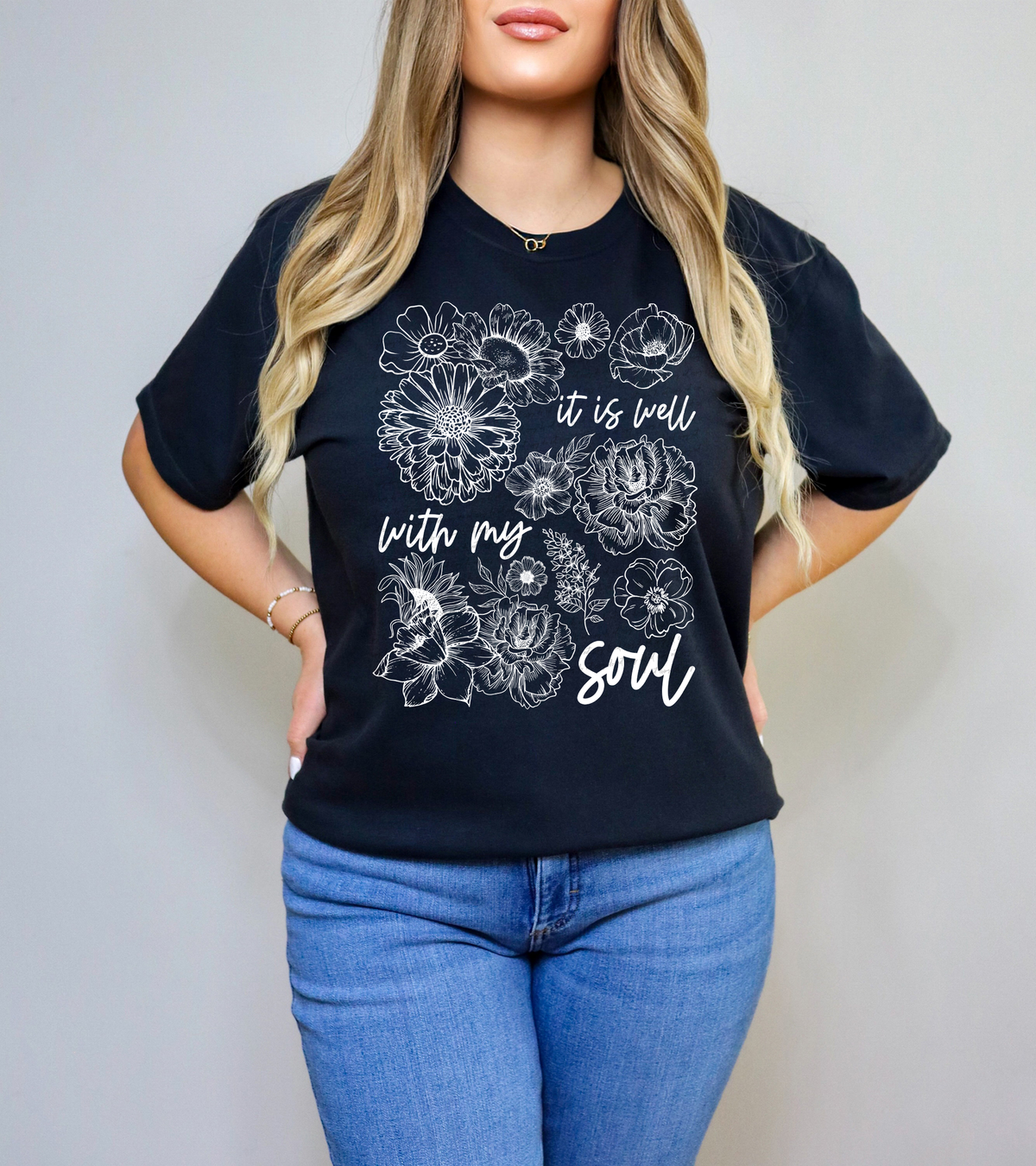 It Is Well With My Soul Flowers White 86698 DTF Transfer