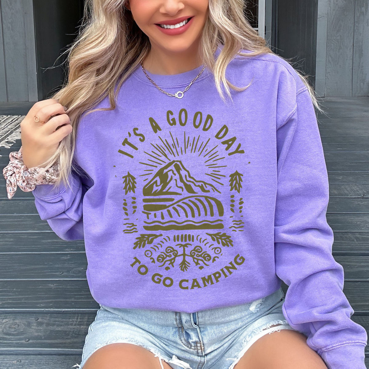 It's A Good Day to Go Camping Army Green 81218 DTF Transfer