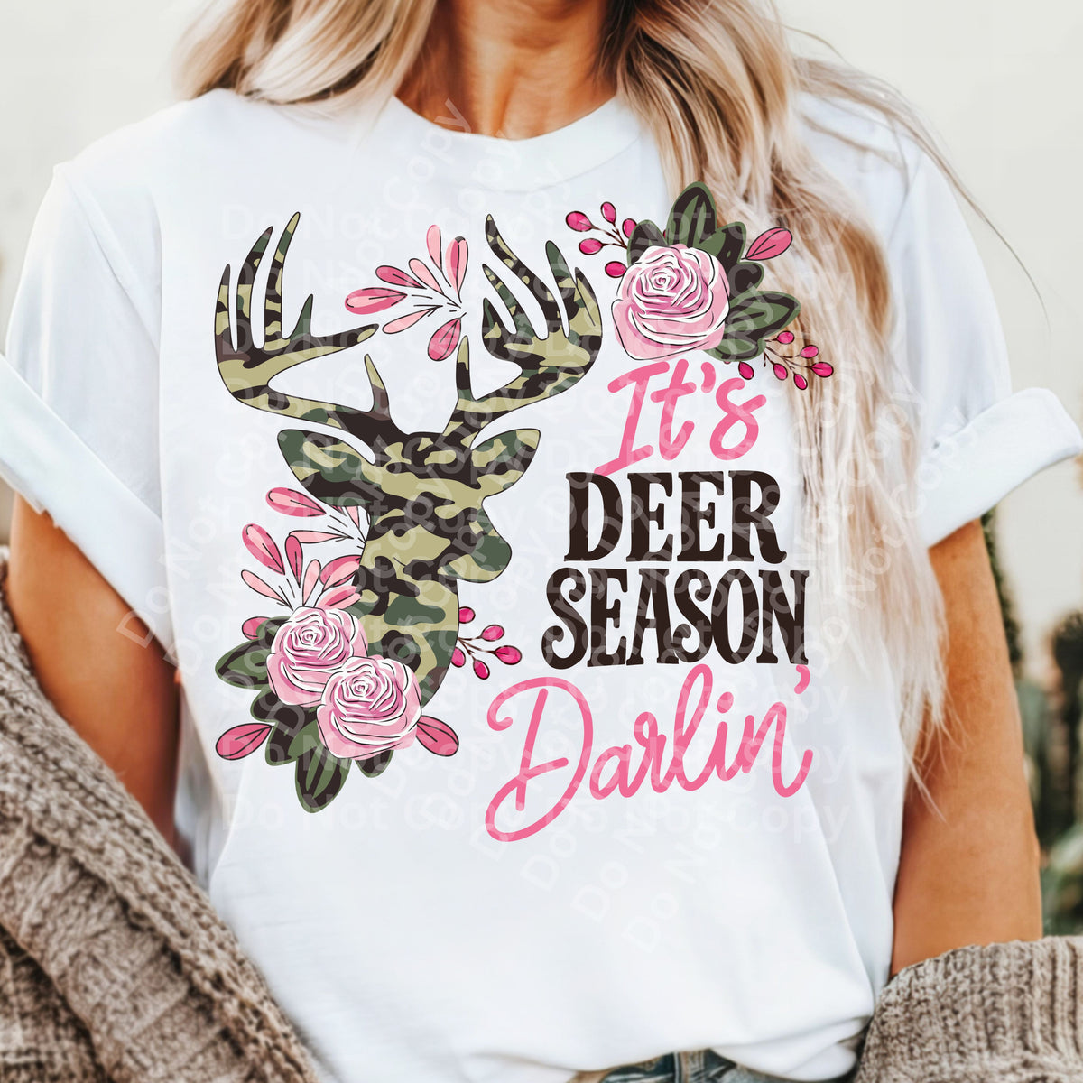 It's deer season darlin pink and camo (Irene) DTF Transfer