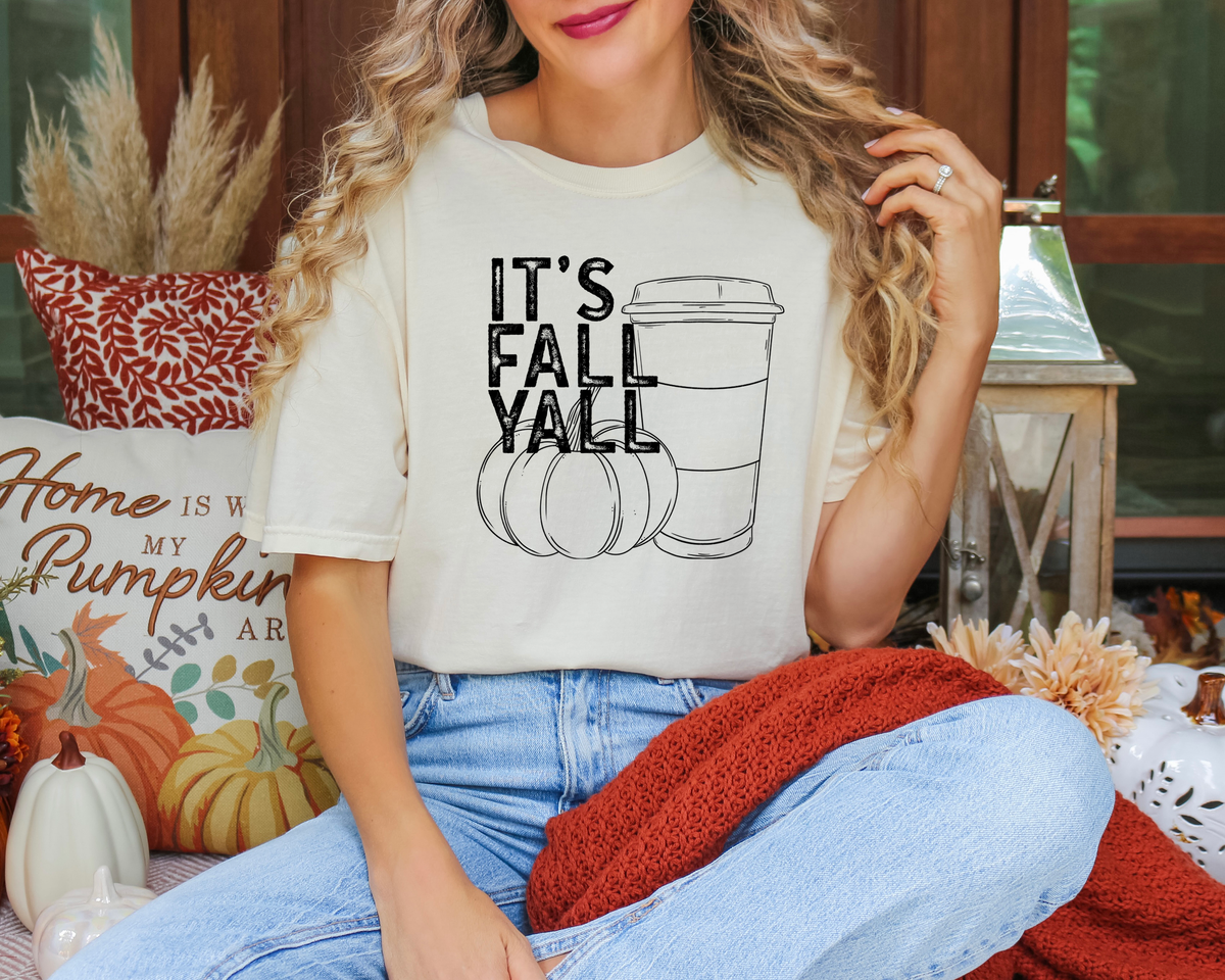 It's Fall Y'all Pumpkin Cup Black Font 114693 DTF transfer