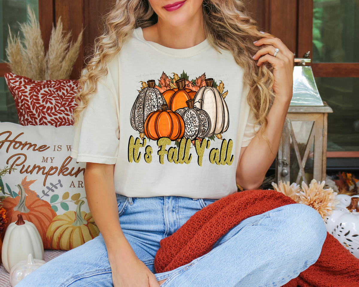 It's Fall Y'all Pumpkins Faux Glitter 114678 DTF transfer