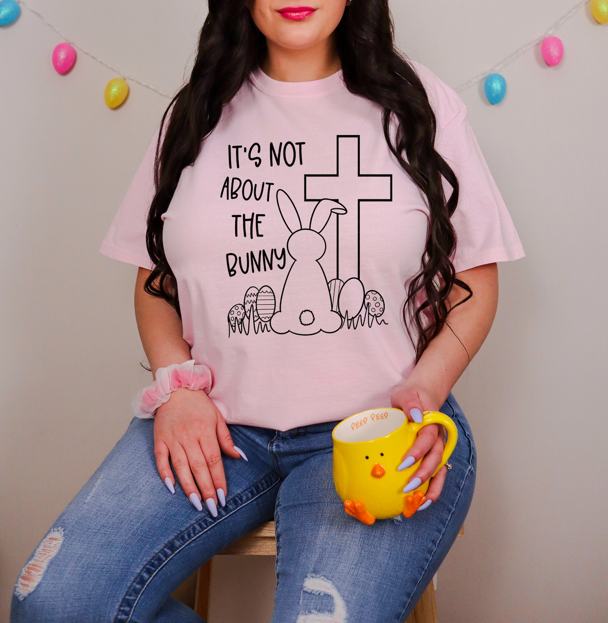 It's Not About The Bunny Eggs and Cross BLACK 116073 DTF Transfer