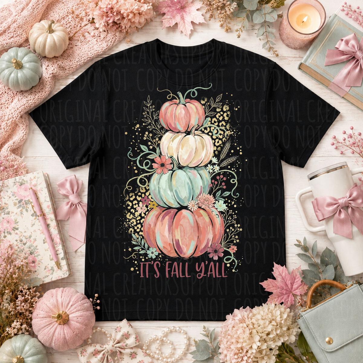 Its fall yall pastel stacked pumpkins (SDD) DTF Transfer