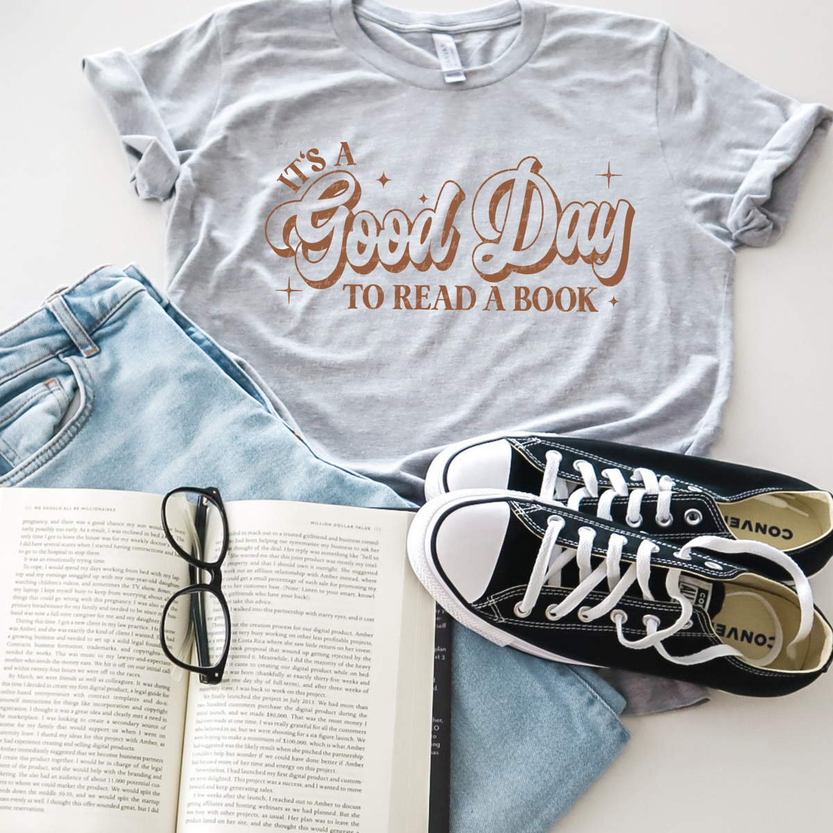 It's A Good Day To Read A Book Brown 86575 DTF Transfer