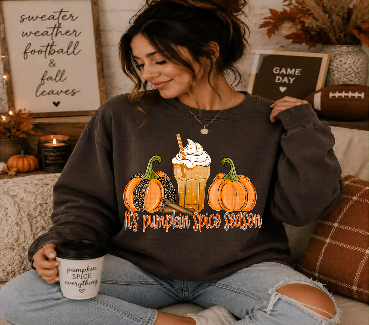 It's pumpkin spice season pumpkins and latte (Linda) DTF Transfer