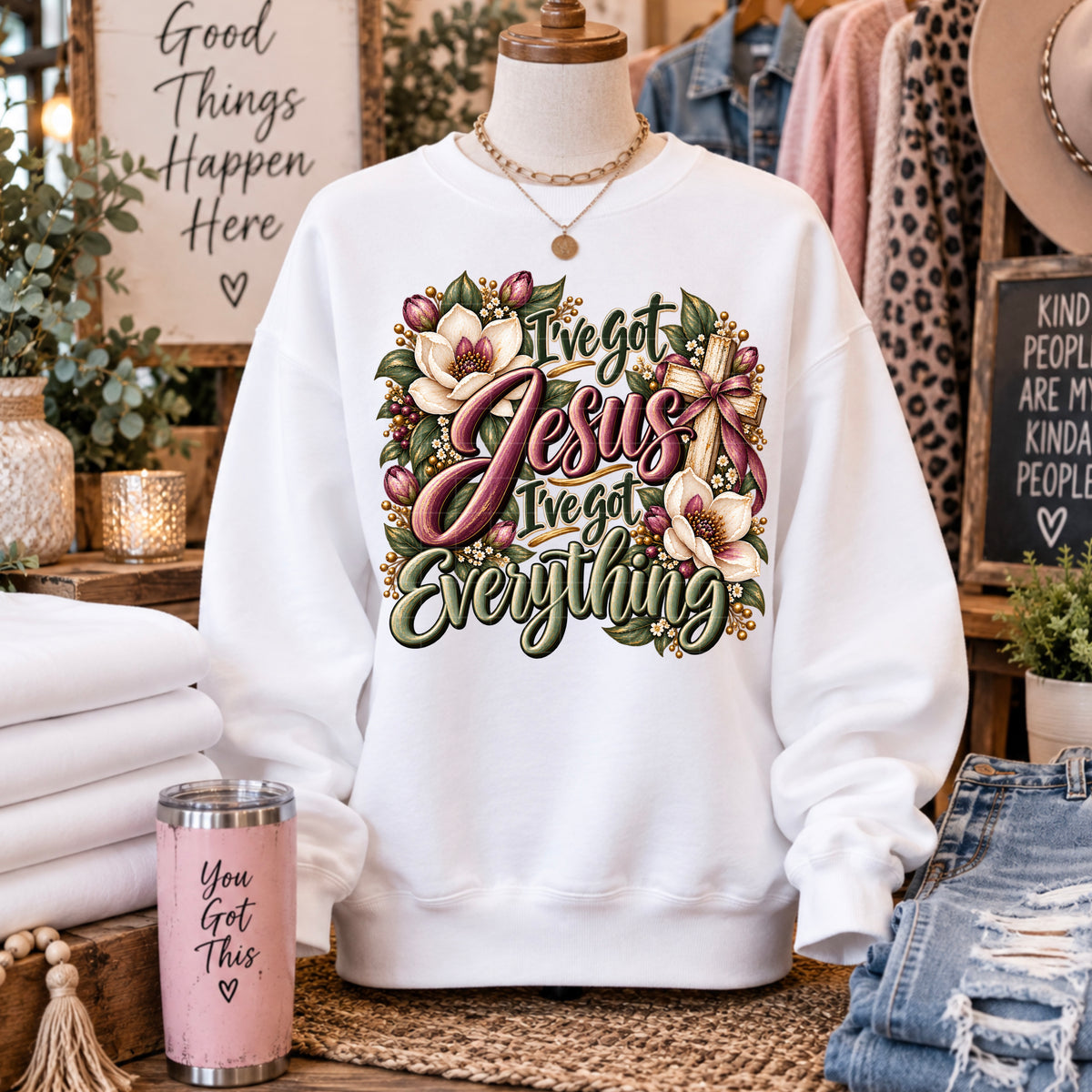 I've got Jesus I've got everything pink and green (SDD) DTF Transfer