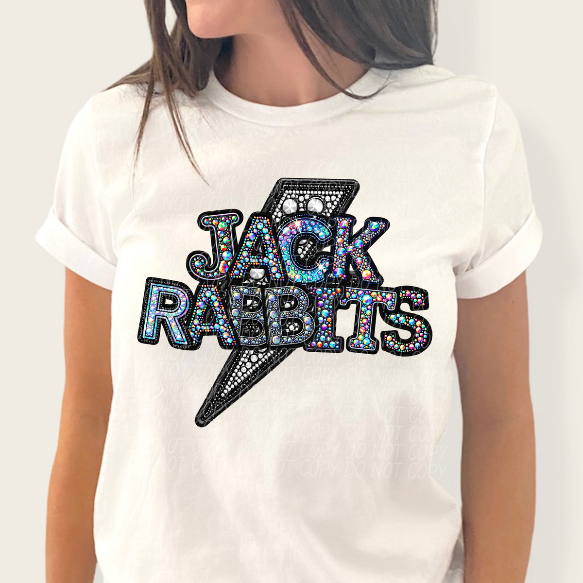 Jack rabbits lightning bolt rhinestones (city) 45234 DTF transfers